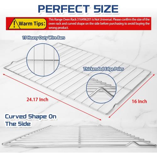 Upgraded 2-Pack Oven Racks 316496201 for Frigidaire Kenmore Range Stove 24.17 x 16 inch - Replaces 316496202 316496207 AP4040129 PS1765356, Stainless Steel
