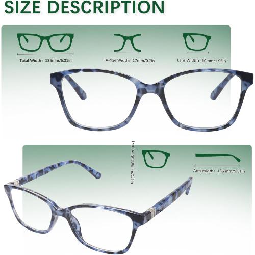 4 Pack Progressive Multifocus Reading Glasses for Women Men Spring Hinge Blue Light Blocking Readers