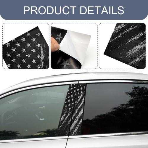 2PCS B Pillar Sticker Decal, Gloss Vinyl Decal Set, Waterproof USA Flag Personalized Vehicle Door Window Pillar Decals, Car American Flag Vinyl Wrap for Side Door Trim Decoration (Style B)