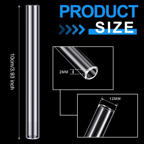 6 Pcs Borosilicate Glass Tube 12mm OD 2mm Thick Glass Blowing Tubes with Cleaning Brush (Clear,4 Inch)
