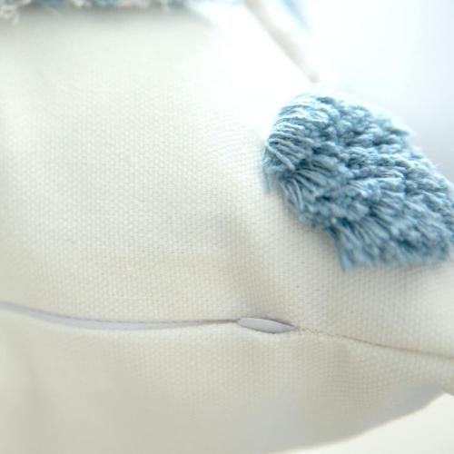 Set of 2 18x18 Inch Blue Cotton Woven Boho Throw Pillow Covers, Tufted Decorative Square Pillowcases Covers with Tassels for Couch Sofa Bed, Living Room Sofa, Farmhouse, 18x18 Inch Blue(2 pcs)
