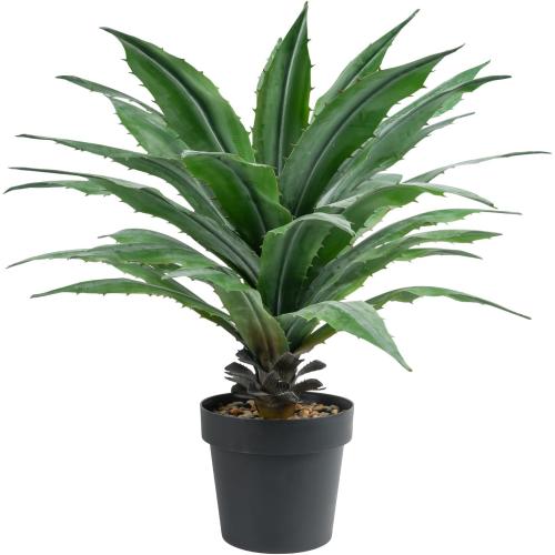 Velener Artificial Agave Plant in Black Pot with Real Stone Pebbles, Large Fake Agave Plants with Green Serrated Leaves, Faux Yucca for Indoor and Outdoor Decor-32 Inches Tall, 40 Leaves