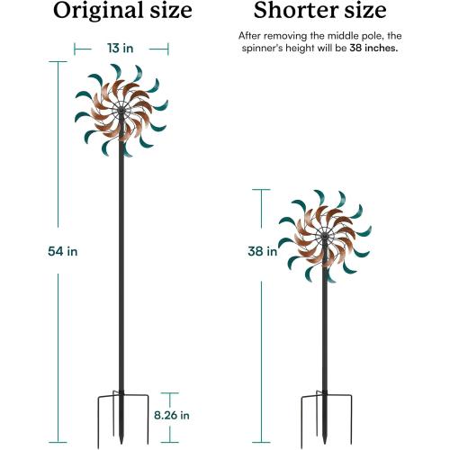 Wind Spinners Outdoor - Metal Windmill for Yard, Garden Spinners with Stake, Yard Art, Ideal Lovely Gift for Family Friends(13'' W x 54'' H)