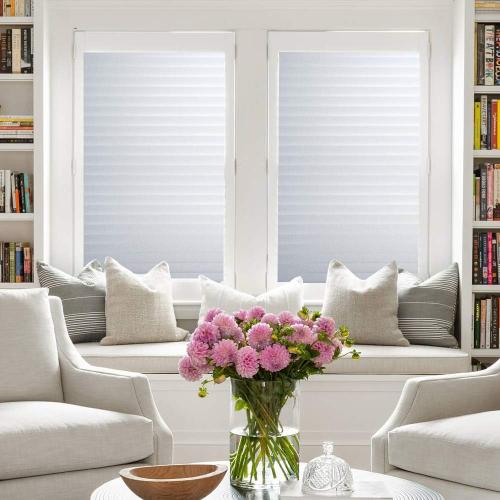 Mangobox Privacy Window Film, Non Adhesive White Strips Vinyl Glass Film,Faux Shutter Blinds Looking Static Cling Glass Covering for Home Office Security Protection UV Blocking(35.4x118 inches)