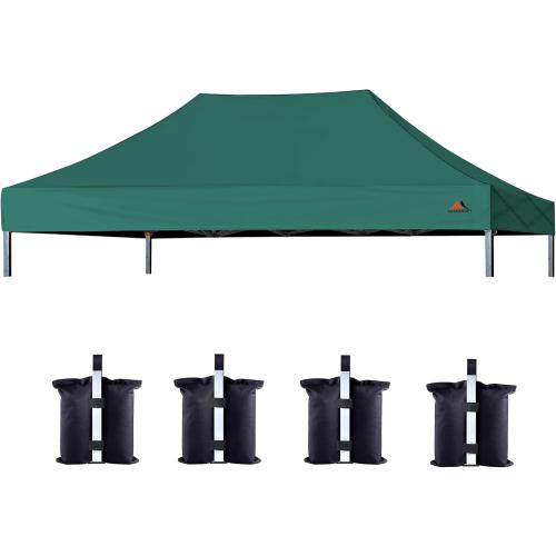 SCOCANOPY Commercial 10x20 Canopy Replacement Canopy Top,Canopy Cover ONLY,Bonus 4 Pack Weight Bag (Forest Green)