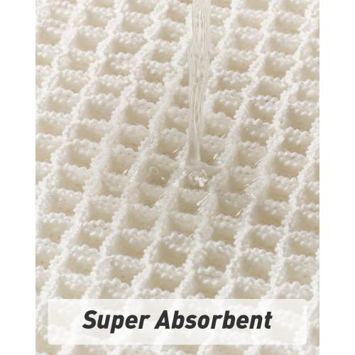 AMOAMI Upgraded Waffle Runner Rug Super Absorbent Non Slip Bath Mats for Bathroom Machine Washable Bathroom Runner Rug with Tassels, Ideal for Hallway Bedroom Laundry Room, White 17 x 60