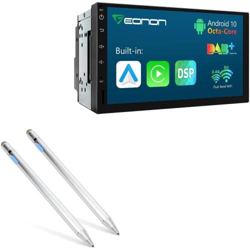 BoxWave Stylus Pen Compatible with Eonon Q04PRO - AccuPoint Active Stylus (2-Pack), Electronic Stylus with Ultra Fine Tip - Metallic Silver