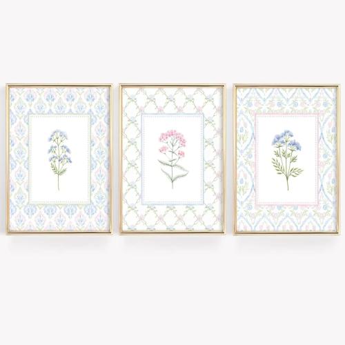 Lhoiplme Wildflower Nursery Wall Art Decor Baby Girl Room Canvas Prints Pastel Floral Wall Art Botanical Flower Pictures Pink Blue Wildflower Painting Artwork for Girls Bedroom 24x36x3 Inch Unframed