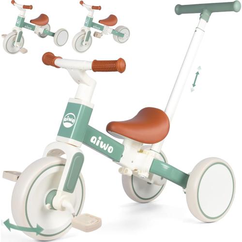 aiwo 5in1 Tricycle for Toddlers 1-3, Toddler Balance Bike for 1 to 4 Year Old Kids Boys Girls First Gift, Ride-on Toys Toddler Bike with Push Handle (Steering)