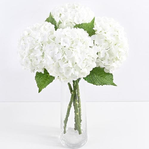 3 Pcs Real Touch Hydrangea Artificial Flowers, 21 White Full Faux Hydrangea Flowers Latex Fake Flowers for Home Decor Party Floral Arrangements Wedding Bouquets Centerpieces Outdoor Decor