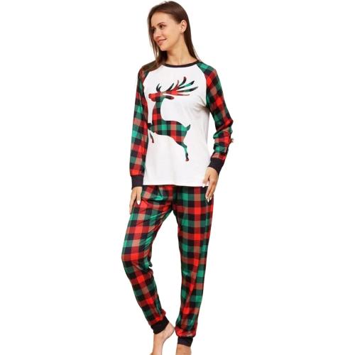 Christmas Pajama Large Sets Festive Plaid Deer Family Men Women Long Sleeves Long Pants Autumn Winter Holiday Casual Pjs