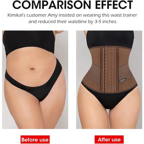 Size M KIMIKAL Women Waist Trainer Corset Belt: Under Clothes Sport Tummy Control Long Torso Shapewear
