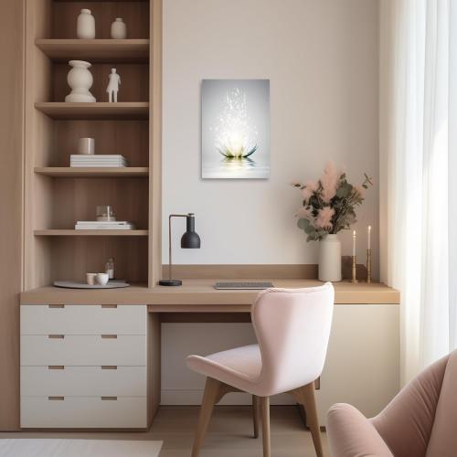 LZIMU Zen Canvas Wall Art White Lotus Flower Bloom in Water Picture Prints Wall Decor Framed Grey Painting for Yoga Spa Meditation Spiritual Room Decor (12x18in (30x45cm), Zen Artwork-3)