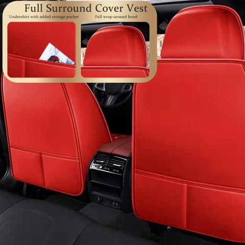 Crown Car Seat Covers Full Set, Premium Leather Waterproof Anti-Slip Automotive Interior Protector for Cars, SUVs, Pickup, Trucks & Sedans (Red)
