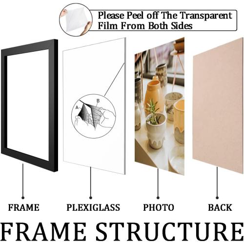 KTKDE A1 Black Modern Picture or Poster Frame 3 Pack,23.4x33 Poster Frame Black Woodgrain, Vertical & Horizontal Wall Hanging Large Picture Frame for Photos, Posters & Art Prints