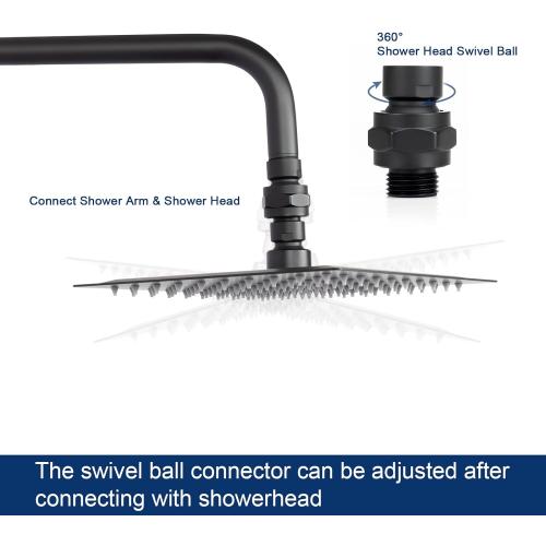 NearMoon Shower Head Swivel Ball Adapter - Solid Brass Shower Connector Ball Joint Adjustable Universal Shower Arm Extension Component (Matte Black)