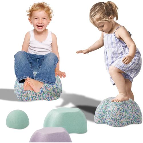 Toddler Stepping Stones, Stimulate Children's Creativity and Imagination, Improve Their Balance and Motor Skills, Flower-Shaped Stepping Stones, 5-Piece Set （Blue）