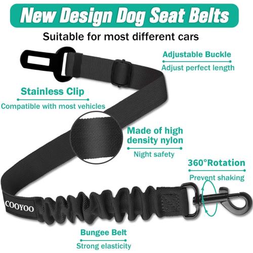 COOYOO Dog Seat Belt,3 Piece Set Retractable Dog Car Harness Adjustable Dog Seat Belt for Vehicle Nylon Pet Safety Seat Belts Heavy Duty & Elastic