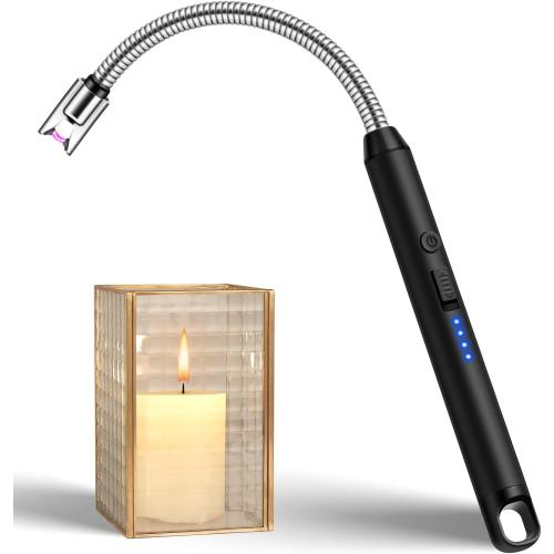 LcFun Candle Lighter with 360° Flexible Neck & Safety Lock, Windproof USB Rechargeable Electric Lighter Gift Sets, Flameless Arc Long Lighters Matches for Grill, BBQ, Camping, Fireplace, Stove