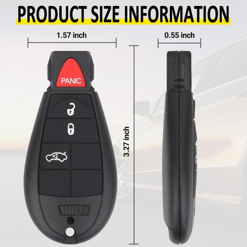 Key Fob Entry Remote Control Key Compatible with Chrysler 300, Dodge Charger, Challenger, Magnum, Replacement for M3N5WY783X IYZ-C01C, 4 Button (Single)