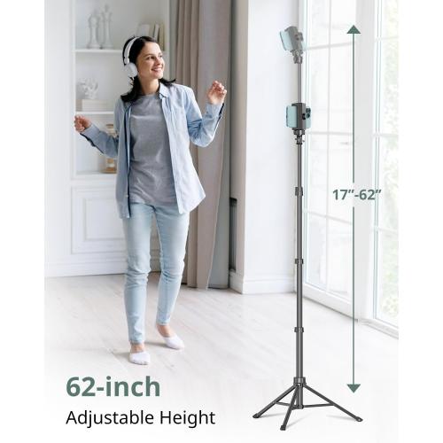 SENSYNE 62 Phone Tripod & Selfie Stick, Extendable Cell Phone Tripod Stand with Wireless Remote and Phone Holder, Compatible with iPhone Android Phone, Camera