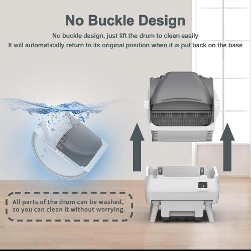 Automatic Cat Litter Box Self Cleaning - App Control, Open-Design, Smart Health Monitor, Suitable for Medium Cats and Kittens, Anti-Pinch Safety, Quiet Operation - Light White
