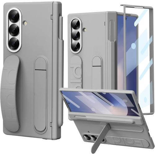 for Samsung Galaxy Z Fold 7 Case with Finger Strap Built-in S-Pen Slot & Pen Full Hinge Coverage Protection Screen Protector Cover for Samsung Galaxy Fold 7 (Gray)