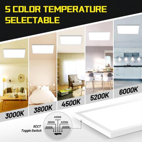 1x2 LED Flat Panel Light Surface Mount 2-Pack, Flush Mount Ceiling Light 24W 2880LM, 5CCT 3000K/3800K/4500K/5200K/6000K, Dimmable Panel Lights