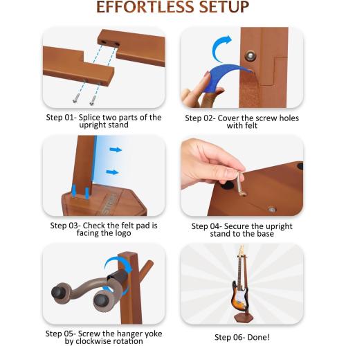 BROWN STRICH Acoustic Guitar Stand, HardWood 35.4 Height Floor Guitar Dispaly, Walnut Guitars Holder with Hanger for Home, Studio (FH1, Guitar Display)