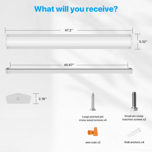 HYPERLITE 4FT LED Wraparound Light 6600LM, 60W/50W/40W, 4000K 48Inch Garage Ceiling Lights Surface Mount, AC120V ETL Listed Hardwired Led Light Fixture for Garage, Kitchen, Fluorescent Replacement,4P