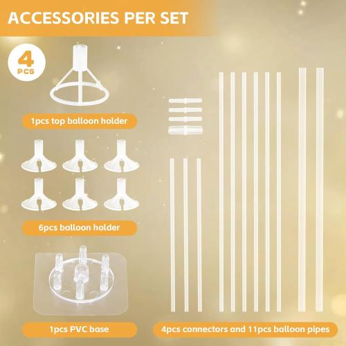 LOLStar Balloon Stand Kit, 4 Pack Table & Floor Balloon Arch Stands with Adhesive Base, Sticks & Archer Holder Easy DIY Assembly. Ideal for Party Decorations Indoor, Outdoor, Table, Floor Party Decor
