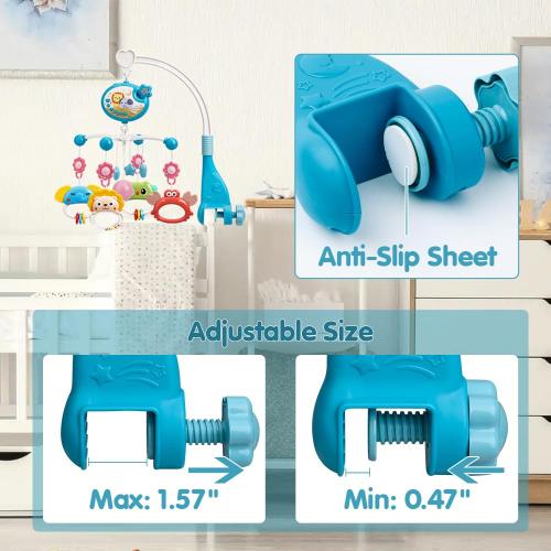 Mini Tudou Crib Mobile with Music and Lights,Baby Mobile for Crib with Hanging Rotating Rattle Toy,Star Projection,400 Lullabies and Timing Function,Remote Control Baby Crib Mobile for Boys Girls