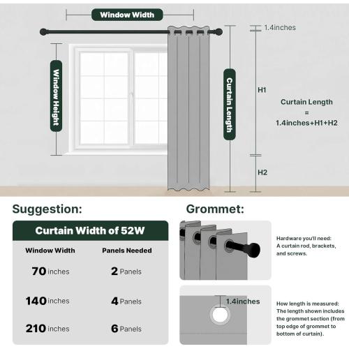 H.VERSAILTEX Window Treatment Curtains/Drapes Blackout for Bedroom Room Darkening Thermal Curtains for Living Room Noise Reducing Sound Proof Solid Grommet Curtain (One Panel, Light Sage, 52W x 84L)