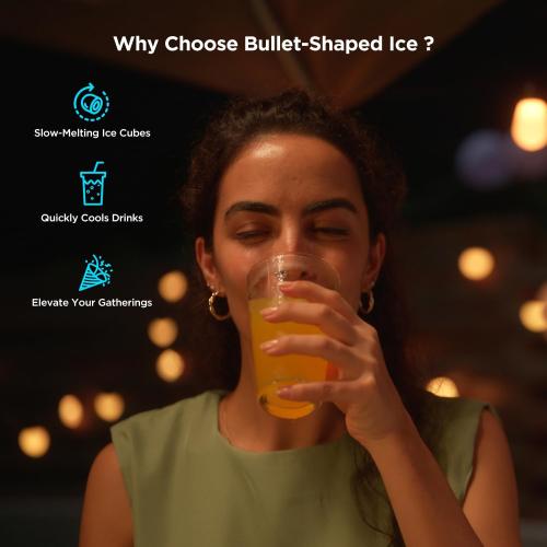 GoveeLife Smart Countertop Ice Makers, Portable Ice Maker Machine with Self-Cleaning, 6 Mins 9 Bullet Ice, 26lbs/24Hrs, Voice Remote for Home Kitchen Party Camping, with Ice Scoop Stainless Silver