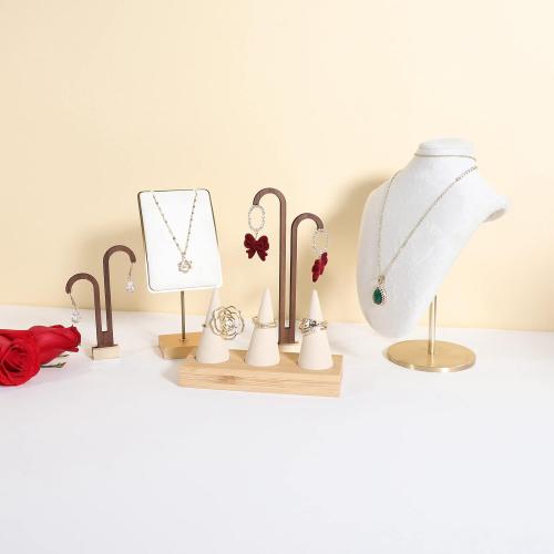 2 pcs walnut earring display stands for selling, cute earring hanger, wood hanging earring holder for boutique display【Y shape rectangle base-2pcs】