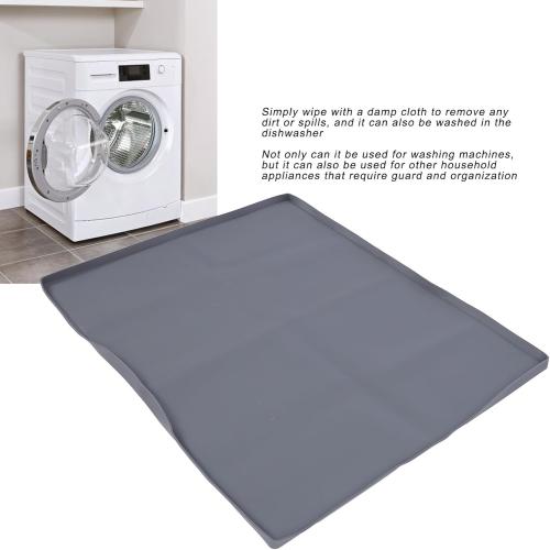 Washer Dryer Top Mat, Non Slip Silicone Washing Machine Top Protector Cover with Secure Bottom, for Laundry Room (Gray)