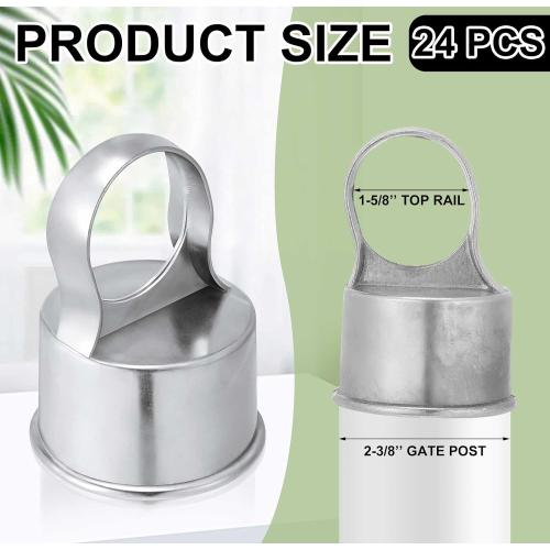 ‼️may be missing pieces also has stains and scratches ‼️Therwen 24 Pack Chain Link Fence Ring Cap for 2-3/8 Od Post, 2 1/2 Aluminum Eye Top Rail Cap with 1-5/8 Loop, Outdoor Rail Fencing Repair Hardware