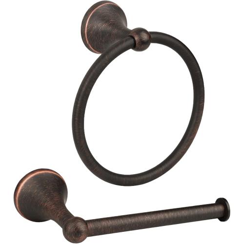 Oil Rubbed Bronze Toilet Paper Holder Antique Wall Mount,Towel Ring Bronze,Toilet Tissue Roll Holder and Hand Towel Holder Set for Bathroom, RV, Bathroom Hardware Accessories Set Bronze