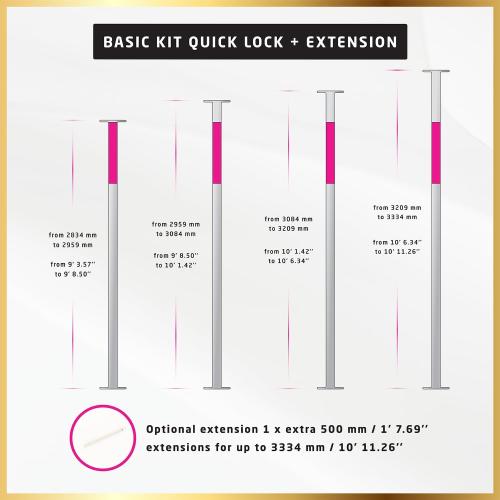LUPIT Classic G2 Quick Lock - Portable Dance Pole for Home - Spinning & Static Mode - Professional Pole Dancing Pole for Apartment, Club, Party, Pub - Easy Installation - No Drilling