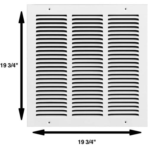 Rocky Mountain Goods Air Return Grille for 18 x 18 Duct Opening - Heavy Duty Steel - Premium Finish - Includes Screws - Louvered Design - Paintable - Matte White (Actual Dimensions 19.75 x 19.75)