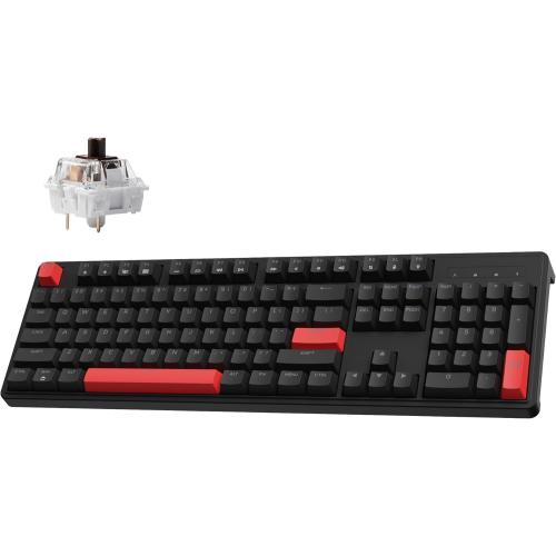 LEMOKEY X3 Wired Mechanical Gaming Keyboard, 100% Layout with QMK/VIA Programmable Keyboard, Brown Switch，Red Backlit for Windows