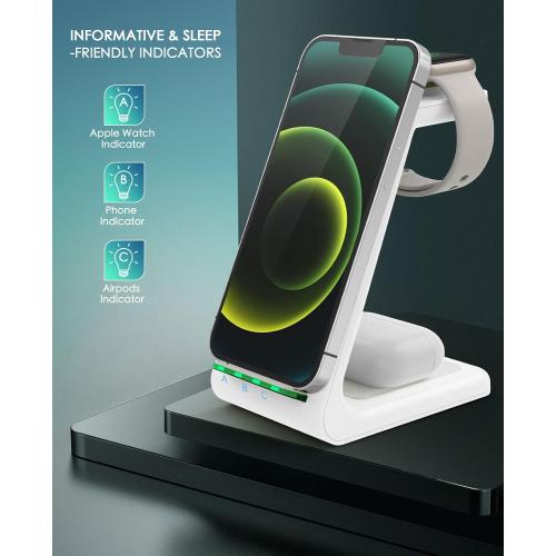 3 in 1 Wireless Charging Station, 2025 Upgraded Fast Desk Charger Station for iPhone 17 16 15 14 13 12 Pro Max Plus, Charger Stand for Apple Watch 11 10 9 8 7 6 5 4 3 2 Ultra SE, Airpods 4 3 2 Pro