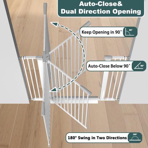 51.18 Extra Tall Cat Gate for Doorway 29.6-32.6 Width,Tall Baby Gate Cat Gate Extra Wide Cate Gate Safety,Extra Narrow Auto-Close for Indoor Stairs, Doorways, and Kitchen