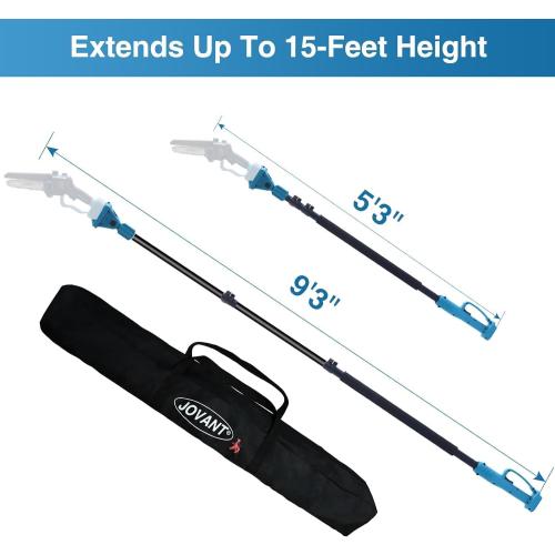 15-Foot Reach for JOVANT Mini Chainsaw.Up to 15.3 Ft Reach for JOVANT 6 inch Chainsaw&Power Drill (Only Pole)
