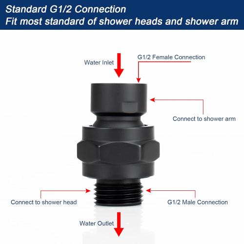 NearMoon Shower Head Swivel Ball Adapter - Solid Brass Shower Connector Ball Joint Adjustable Universal Shower Arm Extension Component (Matte Black)