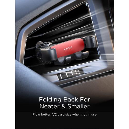 AINOPE Car Phone Holder Mount Vent 2025 Gravity Air Vent Phone Holders for Your Car for iPhone 16 Pro Max with Vent Clip Hand Free Cell Phone Car Mount Holder for iPhone 15 Plus Samsung Red