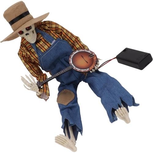 Halloween Cowboy Skull Statue, Luminous Eyeball Lightweight Simulation Details Halloween Cowboy Skeleton Figures for Study 2 pack