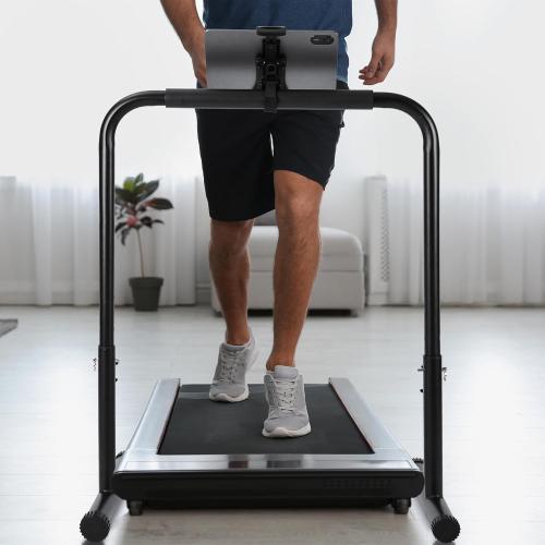 Leinuosen 24.4 Inch Wide Handle Bar for Walking Pad Only with Phone Holder Adjustable Handrail Height from 30.7 to 39.37 Inch Comfortable Grip Stainless Steel Frame Overbold Stable