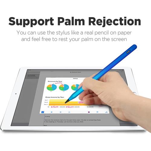 Pencil for iPad 2018-2024, 0.5H Fast Charging, Tilt Sensitivity Palm Rejection Stylus