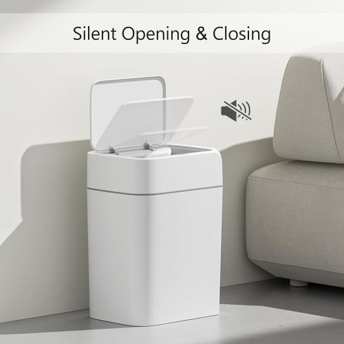 ELPHECO Bathroom Trash Can with Lid 3.5 Gallon Motion Sensor Slim Garbage Can Bathroom Decor Waterproof Smart Small Trash Bin for Kitchen, Office, Bedroom, Living Room, Toilet (White)